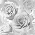 Madison Glitter Blumen-Tapete mit funkelnden Rosenblüten aus Profilschaum-Vinyl von Muriva Silver - 139520