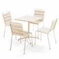 Oviala Gartenset, Creme, Metall, Quadratisch, Gartenmöbel, Gartenmöbel-Sets