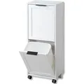 KESPER Küchenwagen mit 2 Abfalleimern - Mülleimer – 2 Klappfächer – weiß – – 2 Rollen feststellbar – 36 x 24 x 94 cm – Mülltrennun... - Weiß