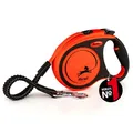 flexi® Xtreme L | 5m Gurt Roll-Leine für Hunde bis 65 kg | schwarz/orange | ausziehbare Hundeleine | Gewicht 485.0 gr | Maße 13.6 x 19.2 cm