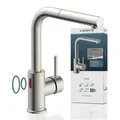 Küchenarmatur Vital mit Sensorbedienung, Wasserhahn Küche ausziehbar, energiesparende Spültischarmatur Edelstahloptik