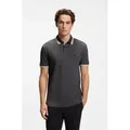 BOSS GREEN Poloshirt Paddy atmungsaktive Piqué-Webstruktur, Flachstrickkragen, gerader Schnitt grau S (46)