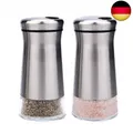 bonris Salz- und Pfefferstreuer-Set aus Edelstahl mit Glasboden, Salz- und
