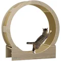 PawHut Katzenlaufrad Laufrad für Katzen 91 cm Durchmesser Katzenrad mit Bremse Laufbahn Kratzbrett, Cat Wheel Laufband für Gewichtsverlust & Gesundheit, Walnuss