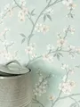 Newroom Vliestapete, Blau Tapete Floral Blumen - Vintage Blumentapete Grau Weiß Romantisch 3D Optik Blätter Blüten für Schlafzimmer Wohnzimmer Küche