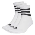 adidas Unisex 3-Stripes Cushioned Sportswear Mid-Cut Socks 3 Pairs, White / Black, 49-51 EU