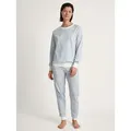 CALIDA Schlafanzug Cotton Stripes (2 tlg) Langarm, Rundhals-Ausschnitt, lockere Passform, Baumwolle blau L (48/50)