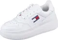 Tommy Hilfiger Jeans Weiße Leder -Basketball -Turnschuhe mit Plattformsohle – 40