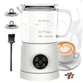 4 in 1 Milchaufschäumer Elektrisch und Milchwärmer, Automatische Milchschäumer für Heiß & Kalt, Elektrischer Milchaufschäumer Visuelles Glas, Schaum Maker für Kaffee, Latte, Cappuccino, Weiß