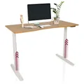 hjh OFFICE Schreibtisch höhenverstellbar, elektrisch 140x70 cm Stand PRO R Schreibtisch abgerundet mit Memory-Funktion, inkl. ergonomischen Modus, Eiche/Weiß