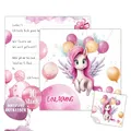 TOBJA Einhorn Einladung Kindergeburtstag Mädchen | XXL Unicorn Einladungskarten Geburtstag 15 x 15 cm | 10er Set mit Stickern | Geburtstagseinladungen (Einhorn)
