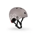 Scoot and Ride XXS Graphics Helm aus PVC-freiem Kunststoff mit LED-Licht an der Rückseite in der Farbe Brown Lines, Größen verstellbar: 45cm -51cm, 96563