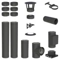 3,3 m Edelstahlschornstein Ø 130 mm Komplettset doppelwandig DW-Black Wandmontage