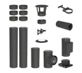 Jeremias Schornstein 3, 3 m EdelstahlSchornstein Ø130mm Komplettset DW DW-Black Wandmontage, Ø 130 mm