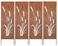 Kapaga Sichtschutz Zaun aus Metall – 4x 160x50 cm Cortenstahl – Rostoptik Sichtschutzwand für Garten – Edelrost Sichtschutzelement, Moderne Gartendekoration, Wetterfest (Kalmus)
