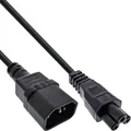 Inline Netzkabel C14 Kupplung auf C5 Stecker, Stromkabel für Laptop, Beamer, Netzteile, vergossene Stecker, schwarz, 3m, 16553