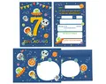 12 Einladungskarten incl. 12 Umschläge zum 7. Kindergeburtstag siebte Geburtstag Jungen Mädchen Astronautenparty Weltall Geburtstagseinladungen
