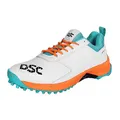 DSC Jaffa 22 Cricketschuhe, Farbe: Weiß/Orange, Größe: 9 UK/10 US/43 EU, für Herren und Jungen, Material: Mesh, atmungsaktives Mesh, rutschfeste Sohle für verbesserte Haltbarkeit für Stabilität