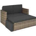 Tectake Rattan Lounge Korfu 2 Sitzer Widerstandsfähig  119 x 64 50 x 71 50 cm Natur