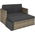 tectake Rattan Lounge Korfu UV-beständig Polyrattan Nature 119x64.5x71.5cm Sofa - Naturbelassen