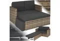 tectake Loungeset Rattan Lounge, Hocker mit klappbarer Stütze, (Gartenlounge Korfu, 2-tlg., in natur), 2-Sitzer, widerstandsfähig, UV-beständig, Dicke der Polster 8 cm