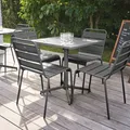 Set aus Gartentisch mit Tischplatte von 70 cm und 4 Metallstühlen Grau - Oviala Palavas