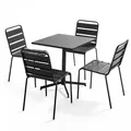 Oviala Gartenset, Grau, Metall, Quadratisch, Gartenmöbel, Gartenmöbel-Sets