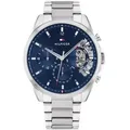 Tommy Hilfiger für Herren. 1710448 Baker Uhr silber, blau (OSFA), Lässig, Armbänder, Rostfreier Stahl