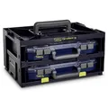 raaco CarryMore 55x2: Leicht Sortimentskasten für Werkstatt, Kistenberg mit 2 Sortierkasten für Kleinteile, Traglast 25 kg, Sichere Aufbewahrungstransport, Kleinteilemagazin 27.8 x 38.6 x 19.5 cm