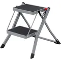 Songmics Klapptritt GSL002GY01, aus Stahlrohr, 2 Stufen, Standhöhe 43cm