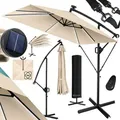 KESSER® Ampelschirm Holly Sonnenschirm Rechteckig mit und ohne LED Solar inkl. Abdeckung + Windsicherung mit Kurbel   Kurbel-Schirm mit Ständer UV-Schutz Aluminium Wasserabweisend Ø350cm Gartenschirm