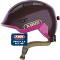 ABUS Kinderhelm Smiley 3.0 ACE LED - Fahrradhelm mit Licht - tiefe Passform & Platz für einen Zopf - für Mädchen und Jungs - Violett Glänzend, Größe S