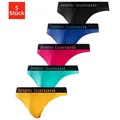 Bruno Banani String (Packung, 5-St) mit Streifen Logo Webbund blau|bunt|gelb|schwarz M
