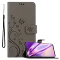 Cadorabo Hülle für Huawei P30 PRO Schutz Hülle in Grau Schutzhülle Handy Hülle Etui Case Blumen Flower
