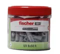 Fischer 531026 Universaldübel UX 8 x 50 R, handliche Runddose mit 75 Nylondübeln