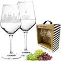 2er Set Weinglas Köln in Geschenkbox |  Hochwertiger Siebdruck im eleganten Ätzweiß, detaillierter als Gravur | Geschenkidee |  GERMANY