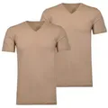 RAGMAN T-Shirt Bodyfit eng anliegend, hochwertige Qualität im 2er oder 4er SPARPACK beige XXXL (64/66)