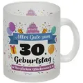 speecheese Tasse 30. Geburtstag Glas Tasse mit lustigem Spruch: Alles Gute