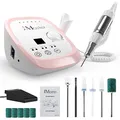 Nagelfräser JCMaster Profi, Fräser Nägel max. 35.000 U/Min, Elektrische Nagelfeile mit Fußpedal für Gelnägel Acrylnägel, elektrische Nagelfräser für Nagelstudio Zuhause, inkl 6x Bits,(Pink)