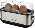 Korona 25304 Eierkocher | 1 bis 3 Eier | Single-Eierkocher | Edelstahlgehäuse | Mit Eierhalter, Messbecher und Eierstecher | 210 Watt, Silber Schwarz