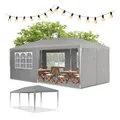Juskys Partyzelt Gartenzelt 3 x 6 m mit Stahlgerüst und Seitenwänden in dunkelgrau