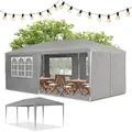 Juskys Partyzelt 3x6 m Grau mit Dach & Seitenwänden - 18 m2 Sonnenschutz Outdoor - Grau