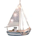 Out of the blue Deko Maritim Holz Segelschiff 28 cm mit Beleuchtung 13 LED Shabby Segelboot Meer - Weiß