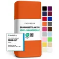 Jacobson Spannbettlaken aus 100% Baumwolle, Jersey Bettlaken 160 g/m2, Spannbetttuch mit Gummizug, pflegeleicht & viele Farben orange 120 - 130 cm x 200 cm