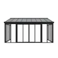 Juskys Wintergarten 15 m² - mit kristallklaren Wänden, Doppel-Schiebetüren & UV-Schutz - wasserdicht & winterfeste Überdachung aus Aluminium - Grau
