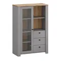 Glasvitrine Latour Standvitrine 90x42x135cm grau Eiche Delano