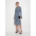 HECHTER PARIS Midikleid mit Bindegürtel blau|schwarz 38