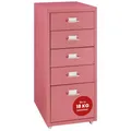 [en.casa] Rollcontainer Kökar Schubladenschrank Metall Aktenschrank mit 5 Schubladen Bürowagen mit Rollen für Arbeitszimmer 69 x 28 x 41 cm Wassermelonenrot