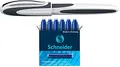 Schneider Patronenroller Ray (Tintenroller mit Edelstahlspitze, inkl. 1 Packung Tintenpatronen blau, Made in Germany) (weiß/grau)