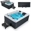 Artsauna Outdoor Whirlpool Oasis Mit Treppe - Spa Mit Massagedüsen, Led-beleuchtung, 2 Filter, Abdeckung, Pumpe - Whirlpool Winterfest & Beheizbar